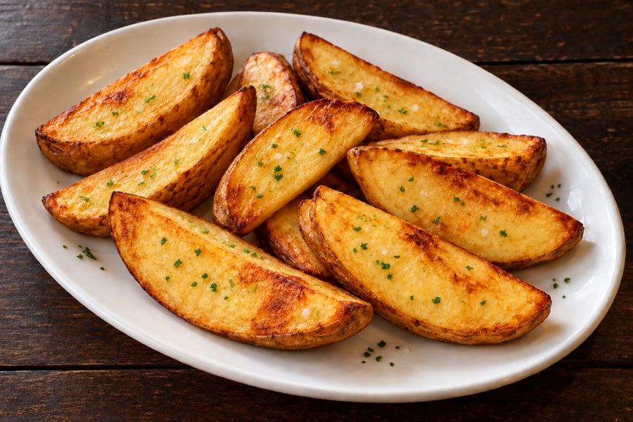Home-made potato wedges